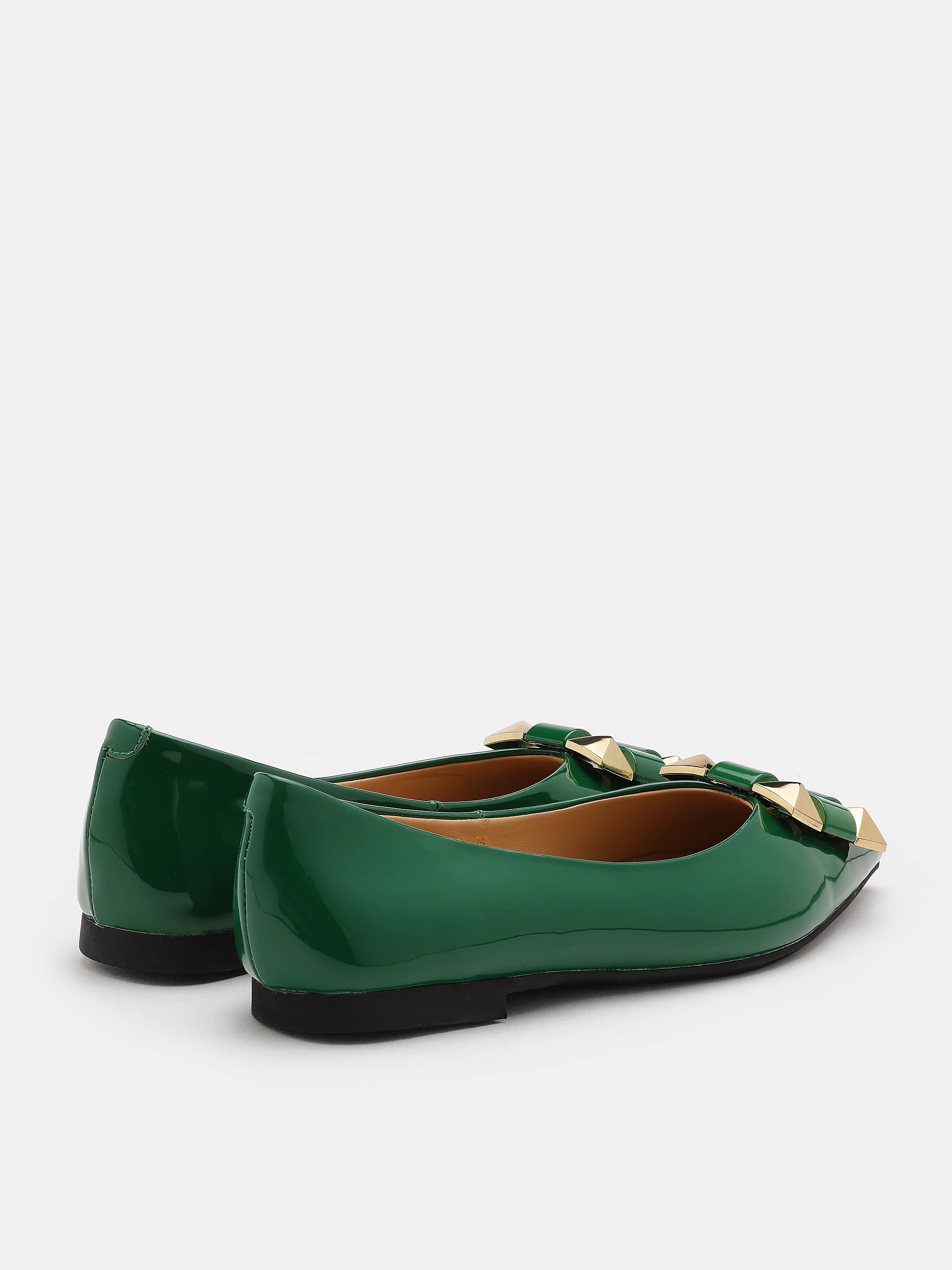 PAZZION, Blake Studded Pointy Flats, Green