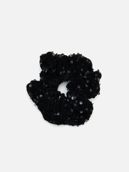 PAZZION, Brigitte Sequins Scrunchie, Black