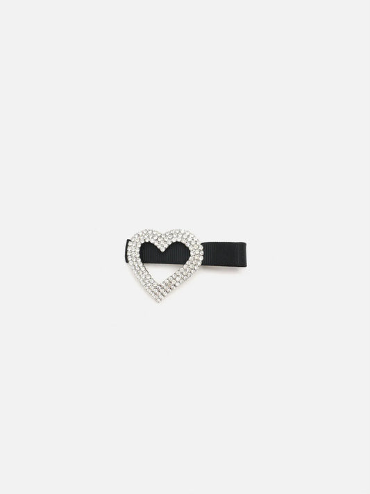 PAZZION, Brooke Diamante Heart Hair Clip, Black