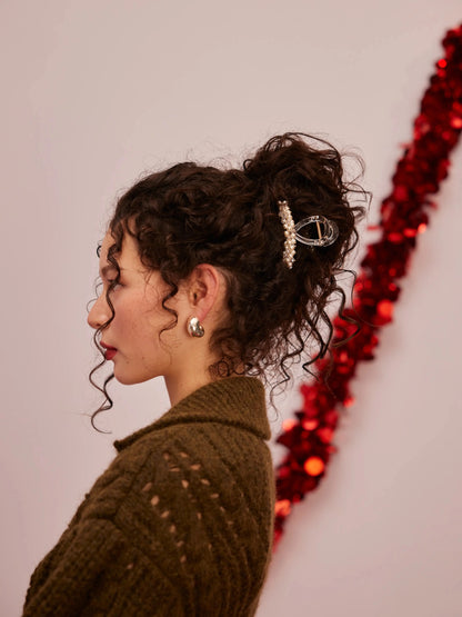 PAZZION, Cady Pearls Claw Clip, Beige