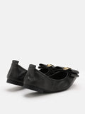 PAZZION, Candace Pop of Bow Square Toe Flats, Black