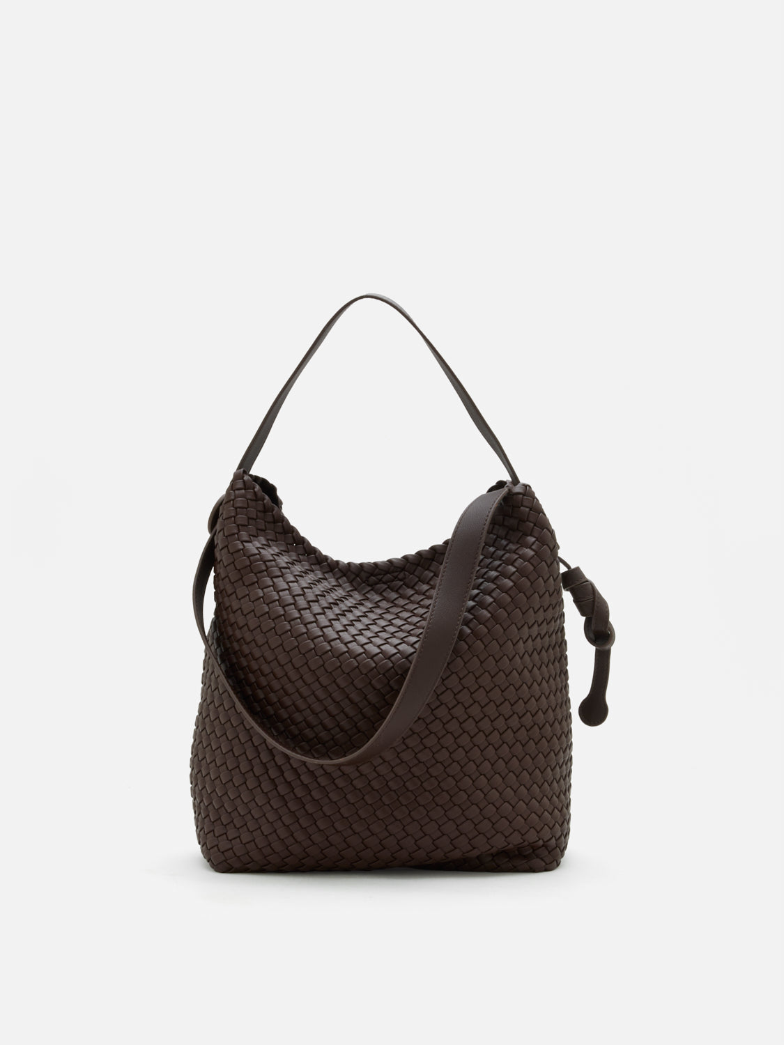 PAZZION, Cara Woven Bag, Dark Brown