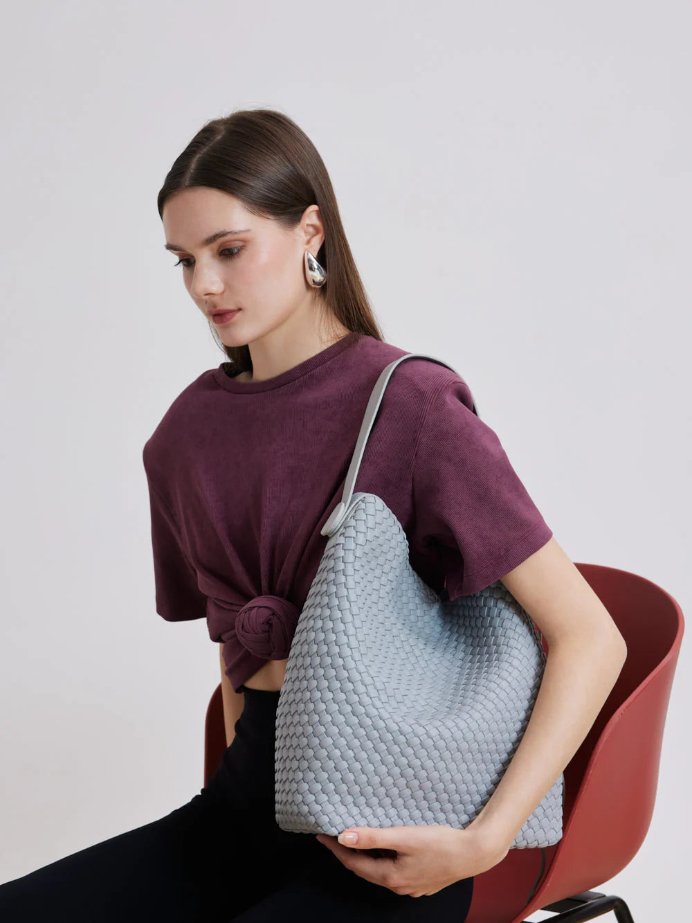 PAZZION, Cara Woven Bag, Grey