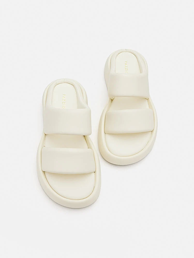 PAZZION, Caressa Double-Strap Slides, Beige