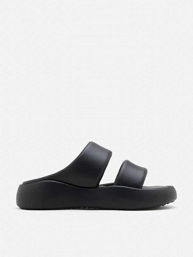 PAZZION, Caressa Double-Strap Slides, Black