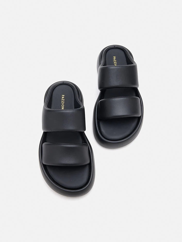 PAZZION, Caressa Double-Strap Slides, Black