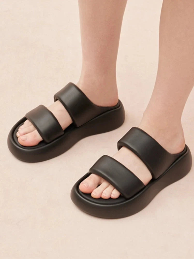 PAZZION, Caressa Double-Strap Slides, Black