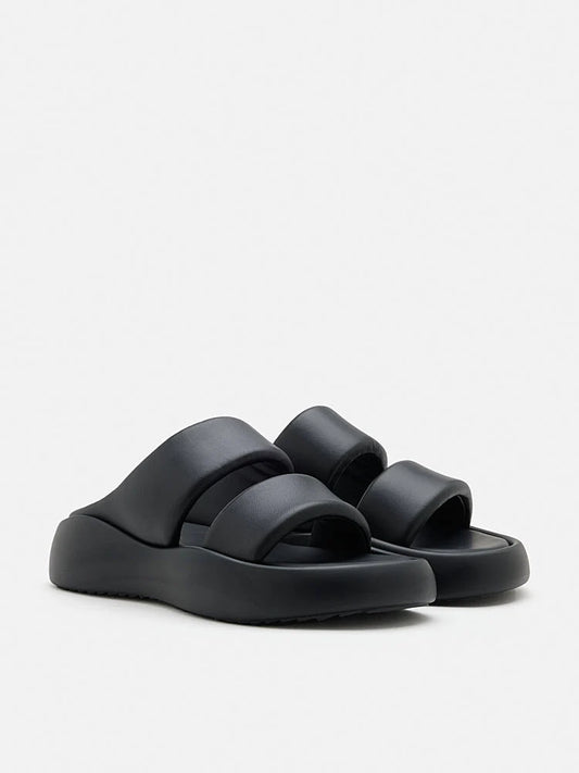 PAZZION, Caressa Double-Strap Slides, Black