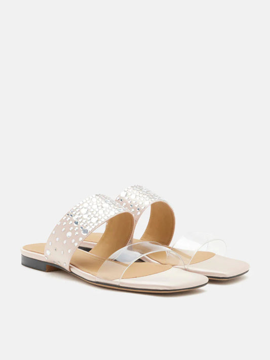 PAZZION, Carolina Crystal Embellished Slides, Almond