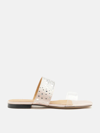 PAZZION, Carolina Crystal Embellished Slides, Almond