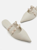 PAZZION, Caterina Studded Mules, Beige