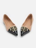 PAZZION, Catiana Studded Pointed Toe Flats, Almond