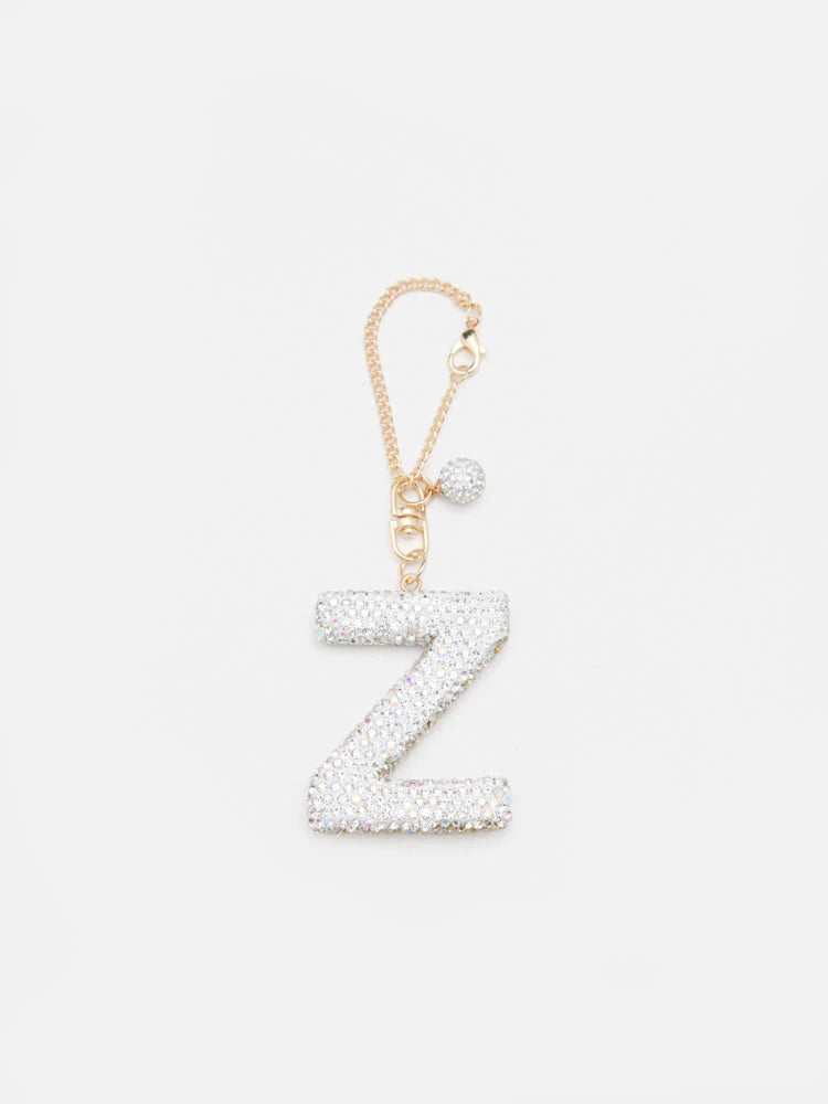 PAZZION, Celestia Crystal Embellished Z Keychain, Silver