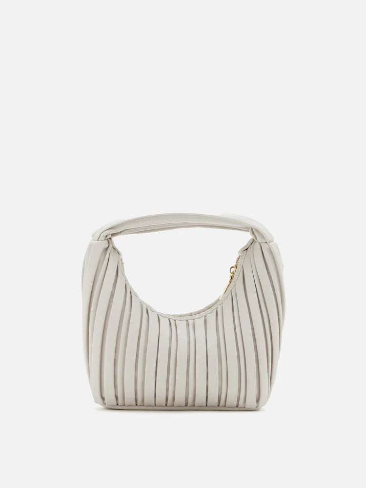 PAZZION, Celia Pleated Bag, Beige