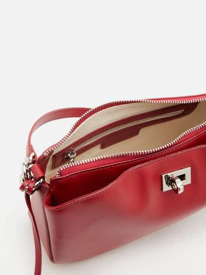 PAZZION, Ceralyn Twist Lock Shoulder Bag, Red
