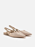 PAZZION, Cindy Crystal Embellished Slingback Ballet Flats, Champagne