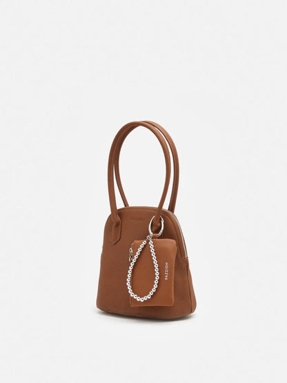 PAZZION, Clara Rounded Top Handle Bag, Brown
