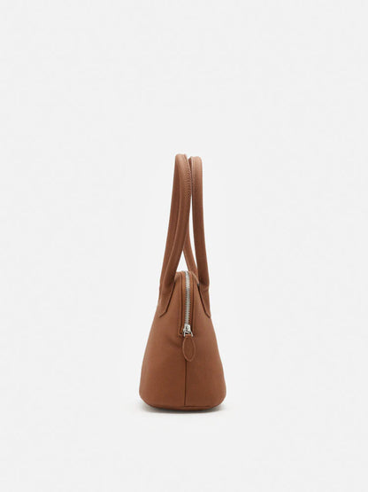 PAZZION, Clara Rounded Top Handle Bag, Brown