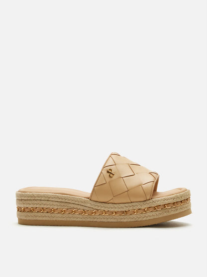 PAZZION, Clare Woven Slides, Almond