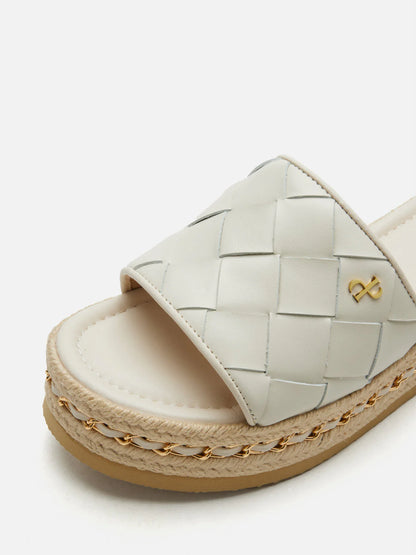 PAZZION, Clare Woven Slides, Beige