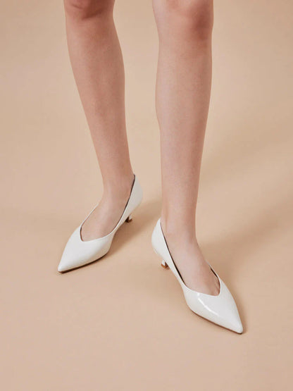 PAZZION, Claudia Embossed Pointed Toe Heels, Beige