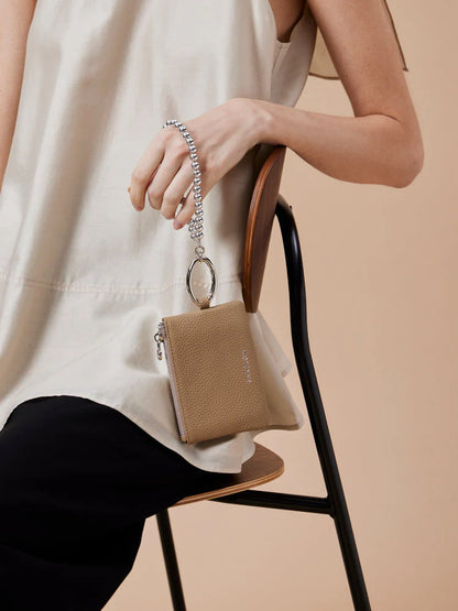 PAZZION, Cleo Mini Chained Pouch, Khaki