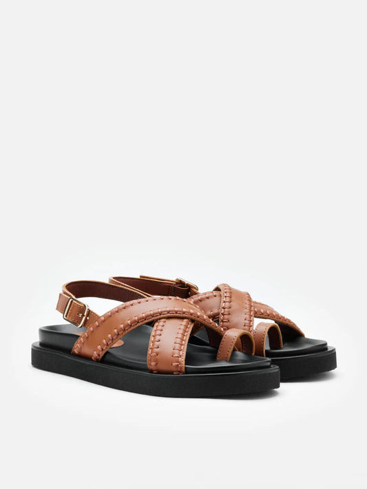 PAZZION, Constance Stitched Slingback Sandals, Brown