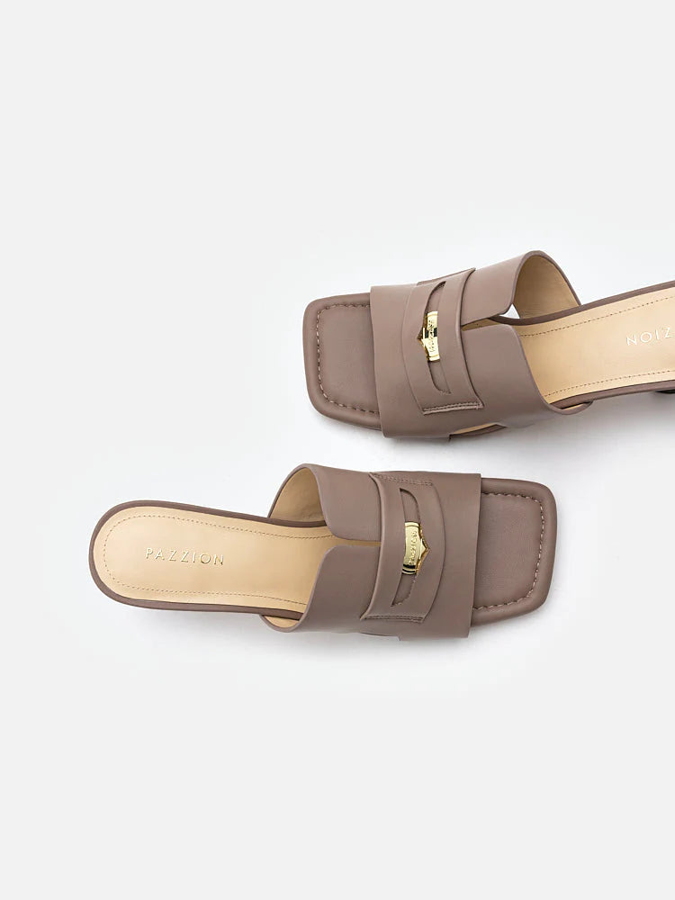 PAZZION, Cora Penny-Slot Heel Sandals, Brown