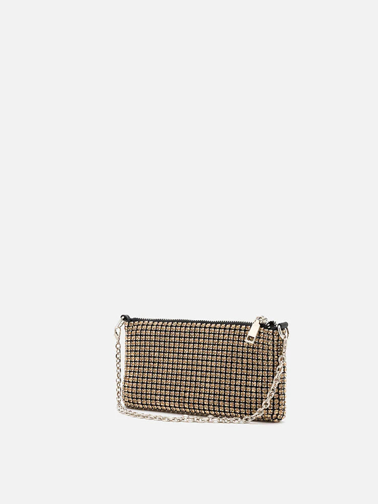 PAZZION, Coraline Diamante Crossbody Sling Bag, Champagne