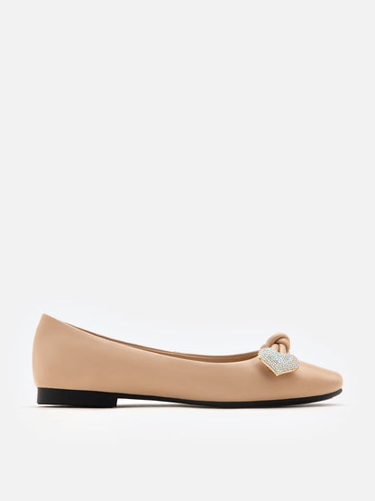 PAZZION, Cupid Toebox Square Ballerinas, Almond