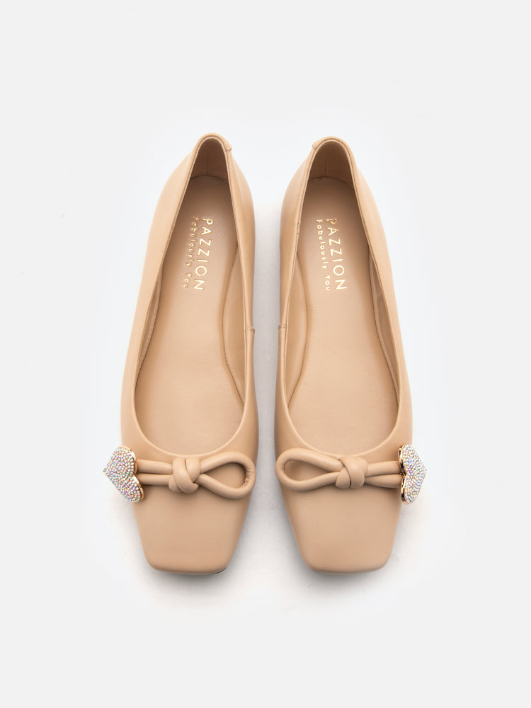 PAZZION, Cupid Toebox Square Ballerinas, Almond