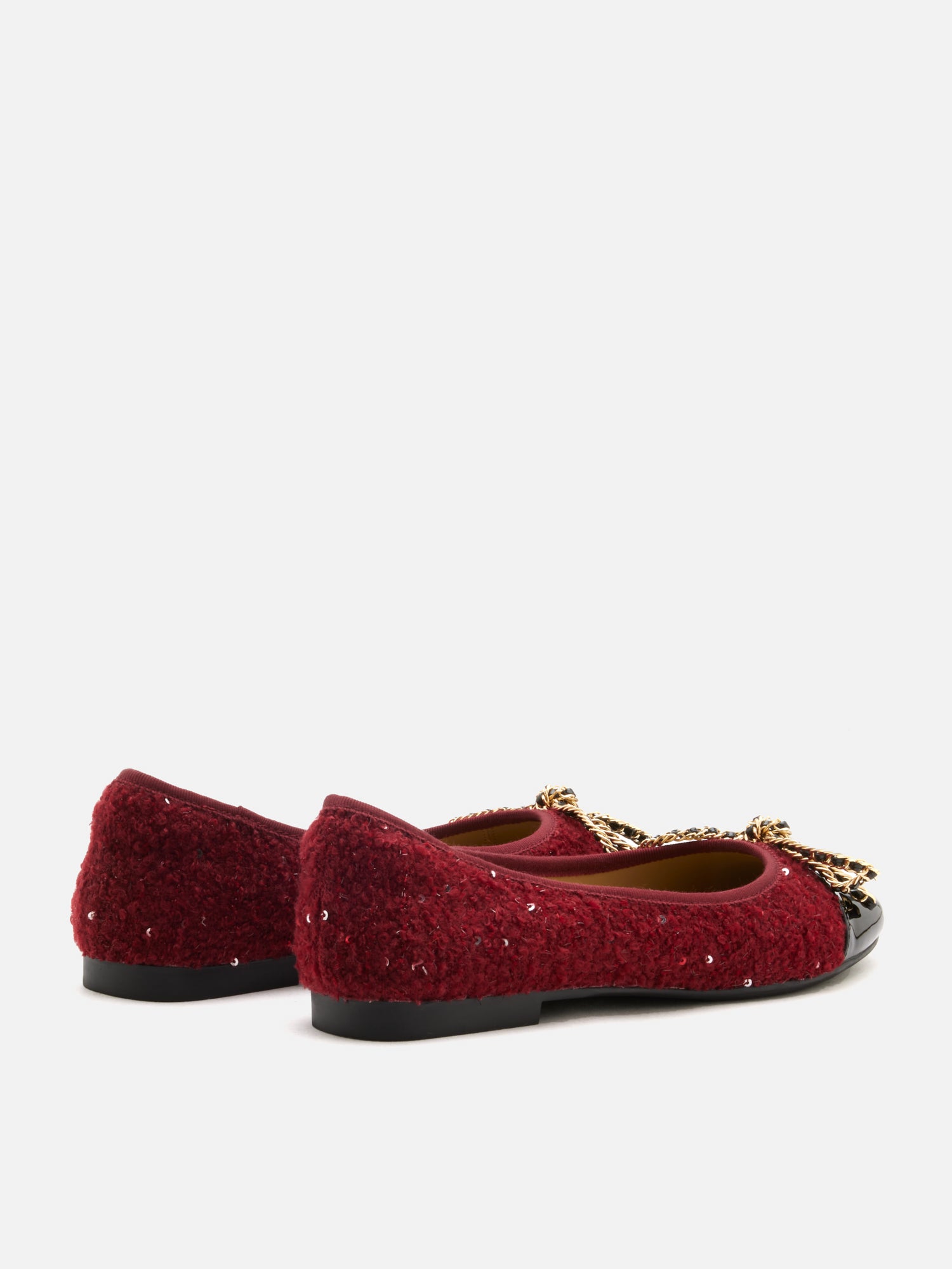 PAZZION, Daisy Tweed Toe Cap Bow Flats, Wine