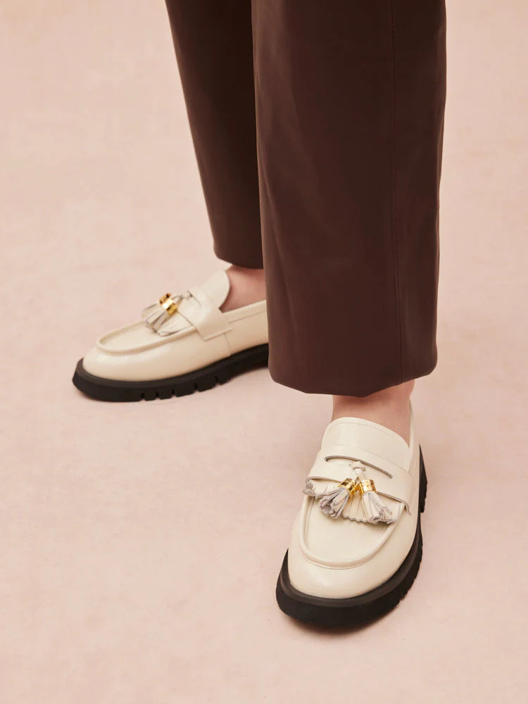 PAZZION, Danielle Tassel Loafers, Beige