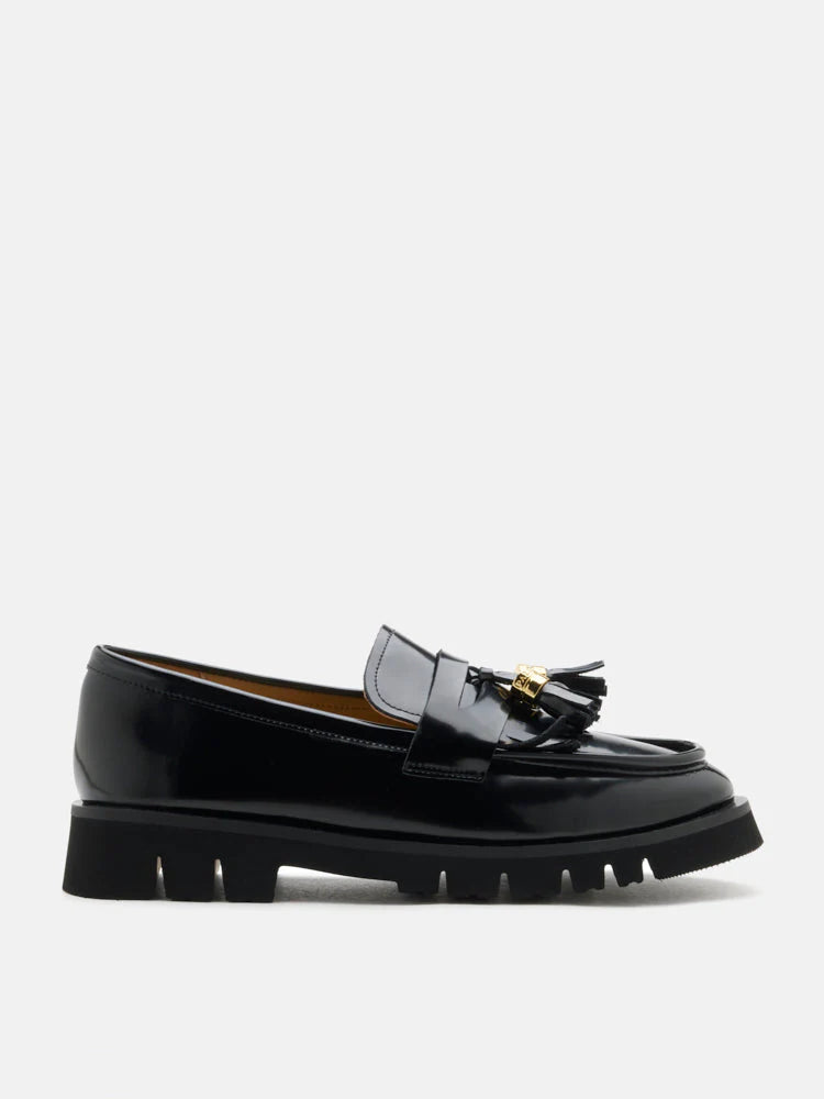 PAZZION, Danielle Tassel Loafers, Black