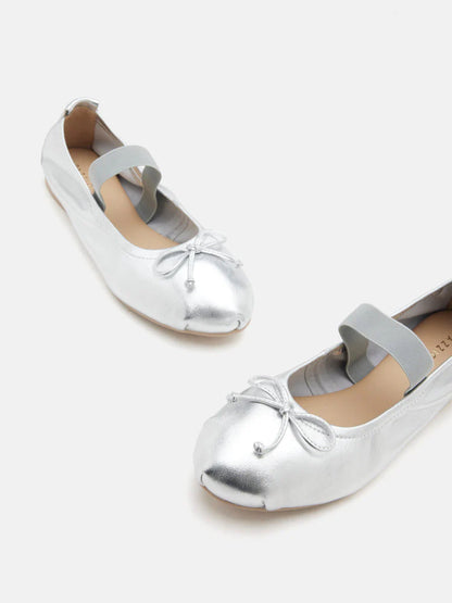 PAZZION, Delilah Bow Mary Janes, Silver