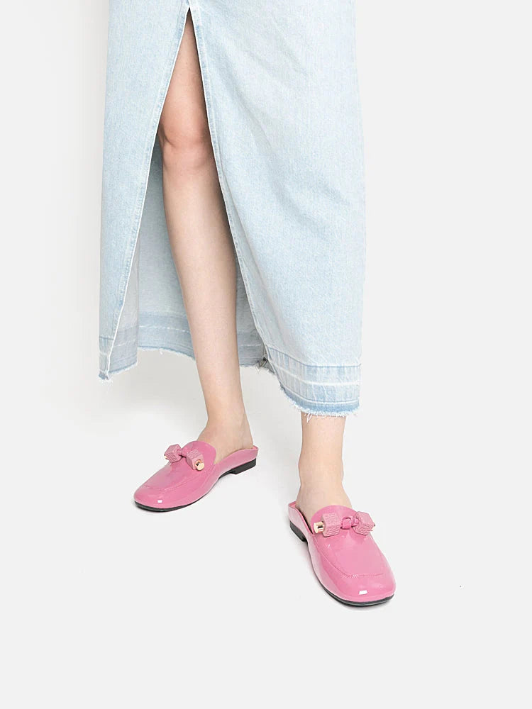 PAZZION, Delphine Patent Mules, Pink