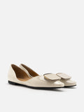 PAZZION, Desiree Buckled Patent Covered Flats, White