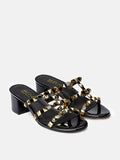 PAZZION, Dion Studded Slide Sandals, Black