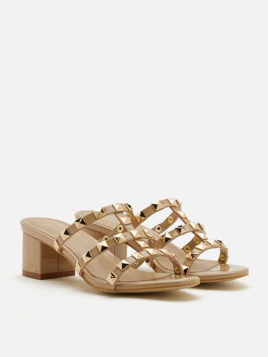PAZZION, Dion Studded Slide Sandals, Nude