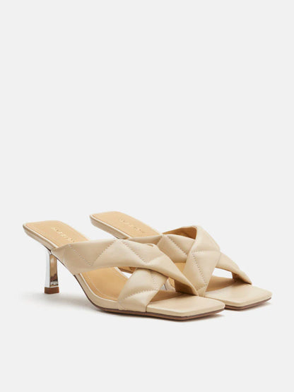 PAZZION, Dionne Criss Cross Sandal Heels, Almond