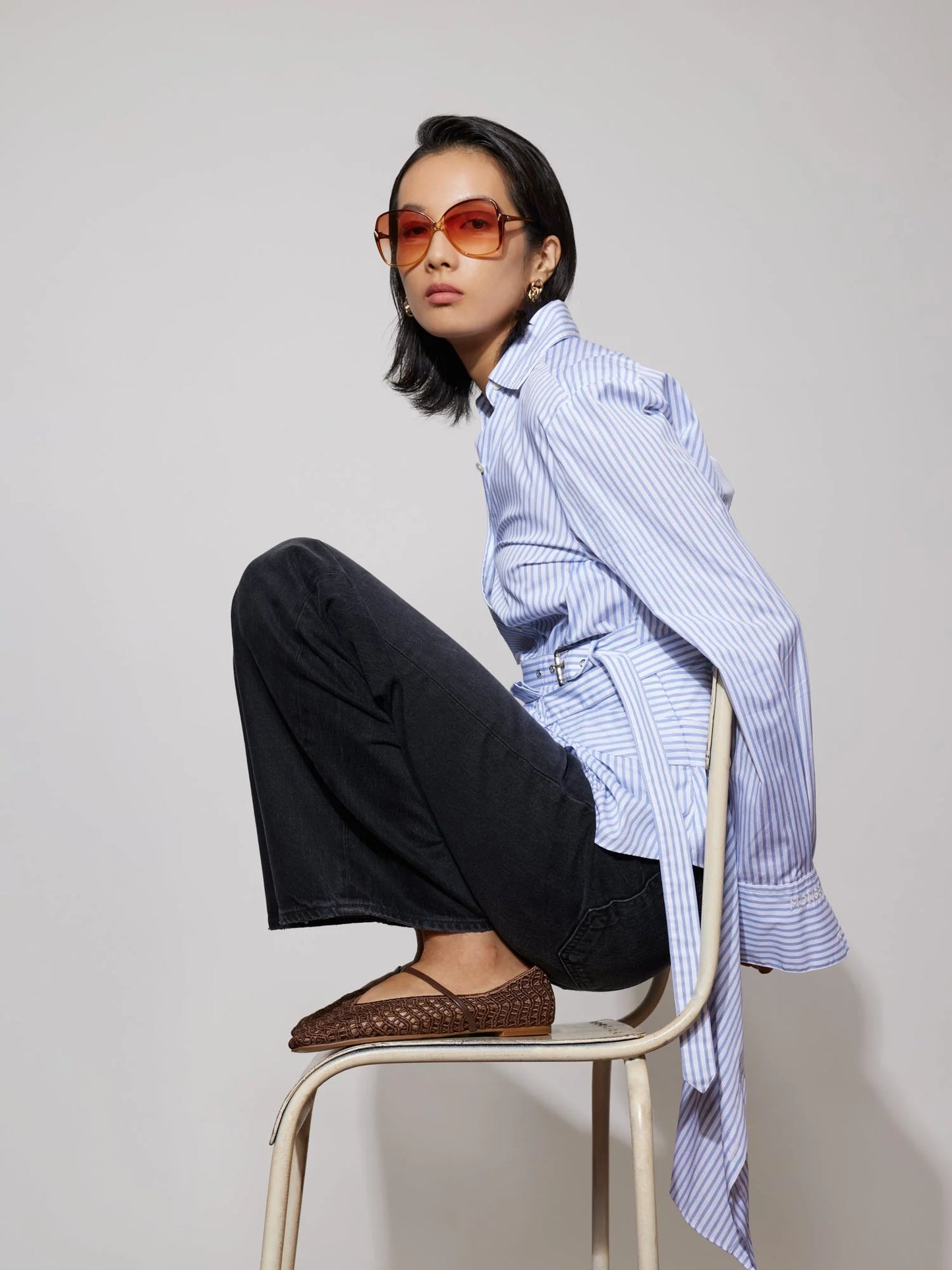 PAZZION, Dovira Woven Embossed Flats, Darkbrown