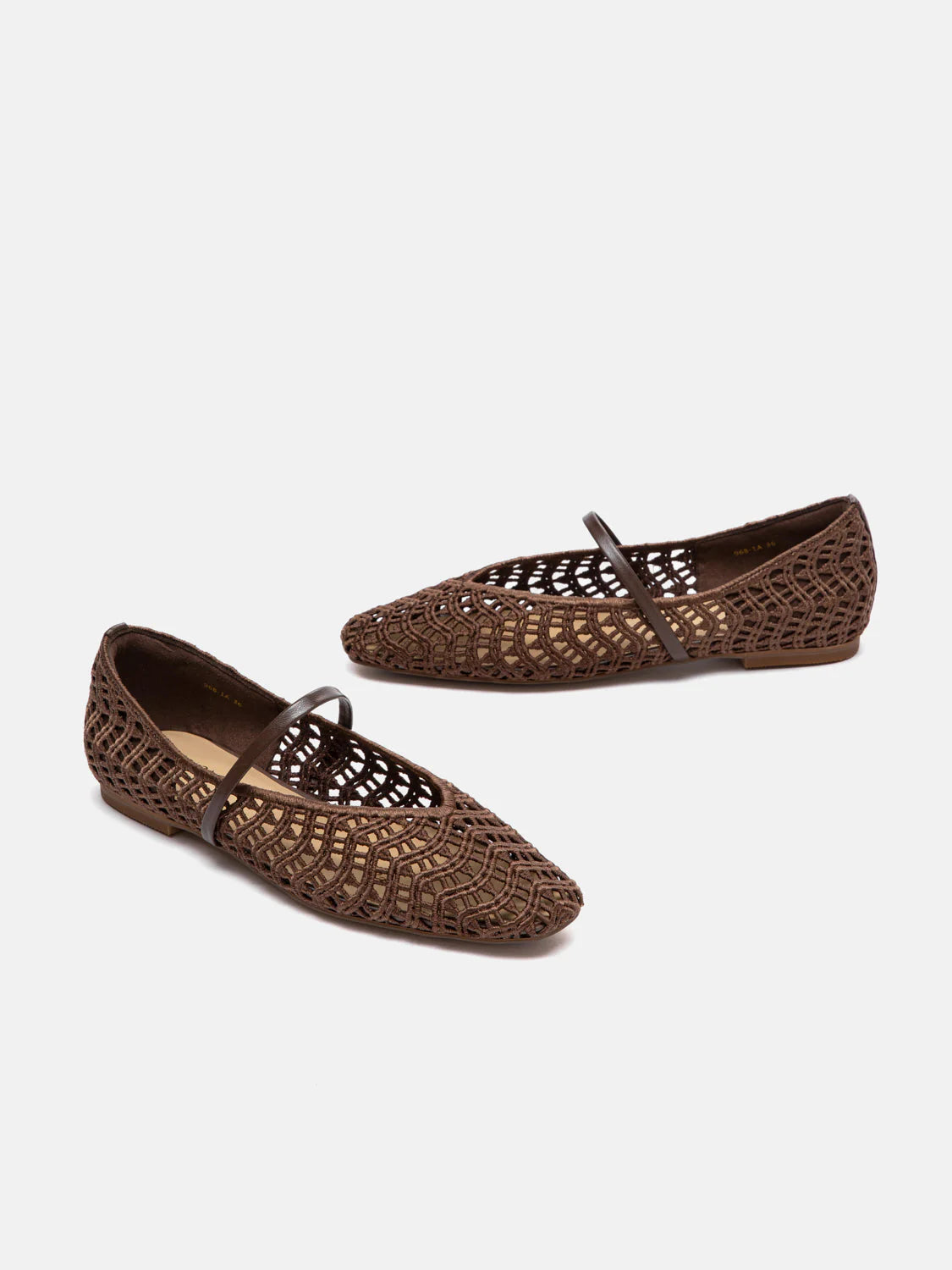PAZZION, Dovira Woven Embossed Flats, Darkbrown