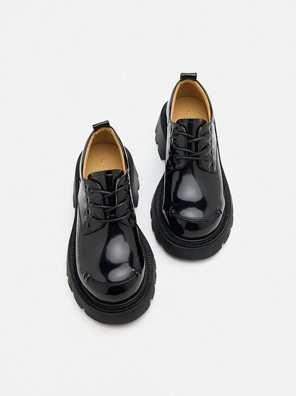 PAZZION, Edythe Chunky Lace-Up Loafers, Black