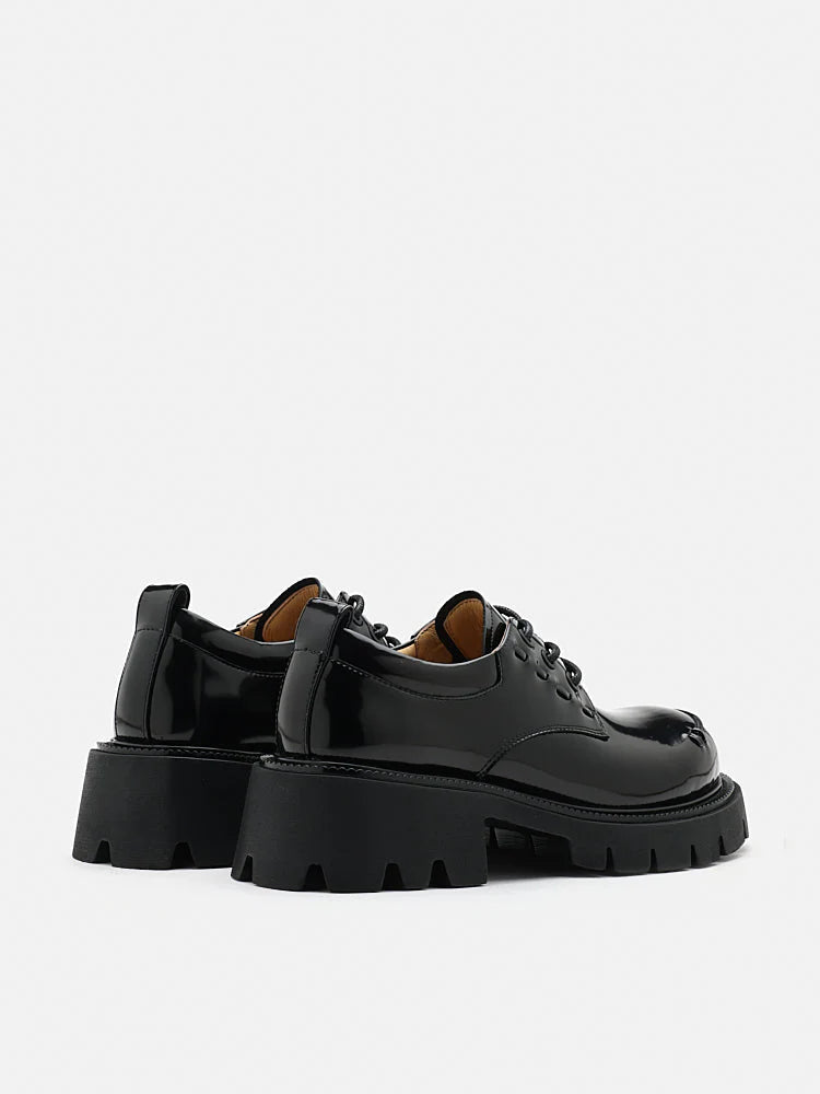 PAZZION, Edythe Chunky Lace-Up Loafers, Black