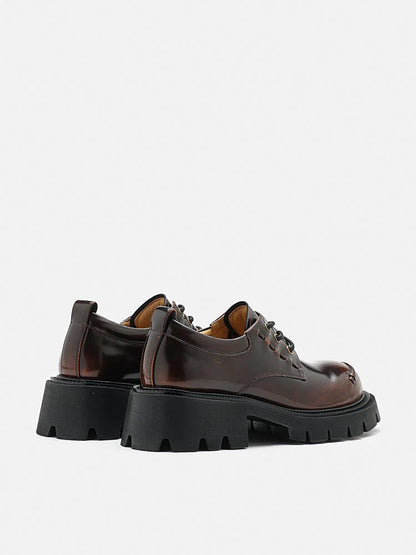 PAZZION, Edythe Chunky Lace-Up Loafers, Brown