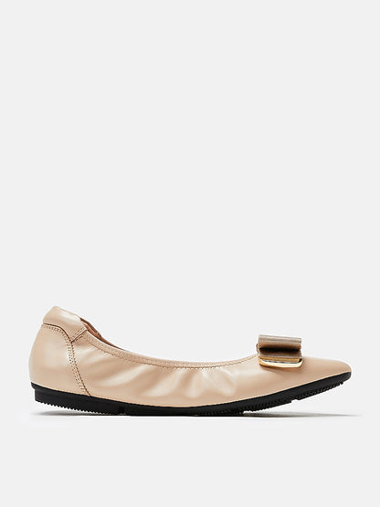 PAZZION, Elaia Point-Toe Ballerina Flats, Almond