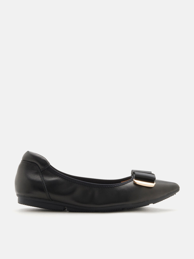 PAZZION, Elaia Point-Toe Ballerina Flats, Black