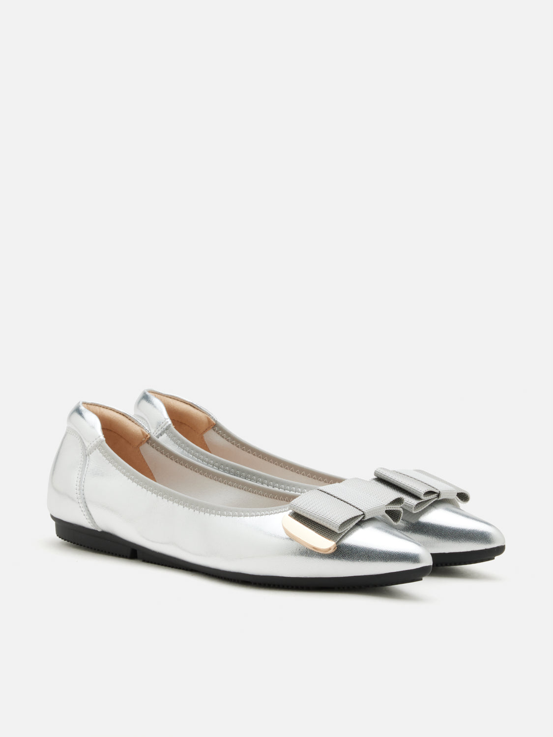 PAZZION, Elaia Point-Toe Ballerina Flats, Silver