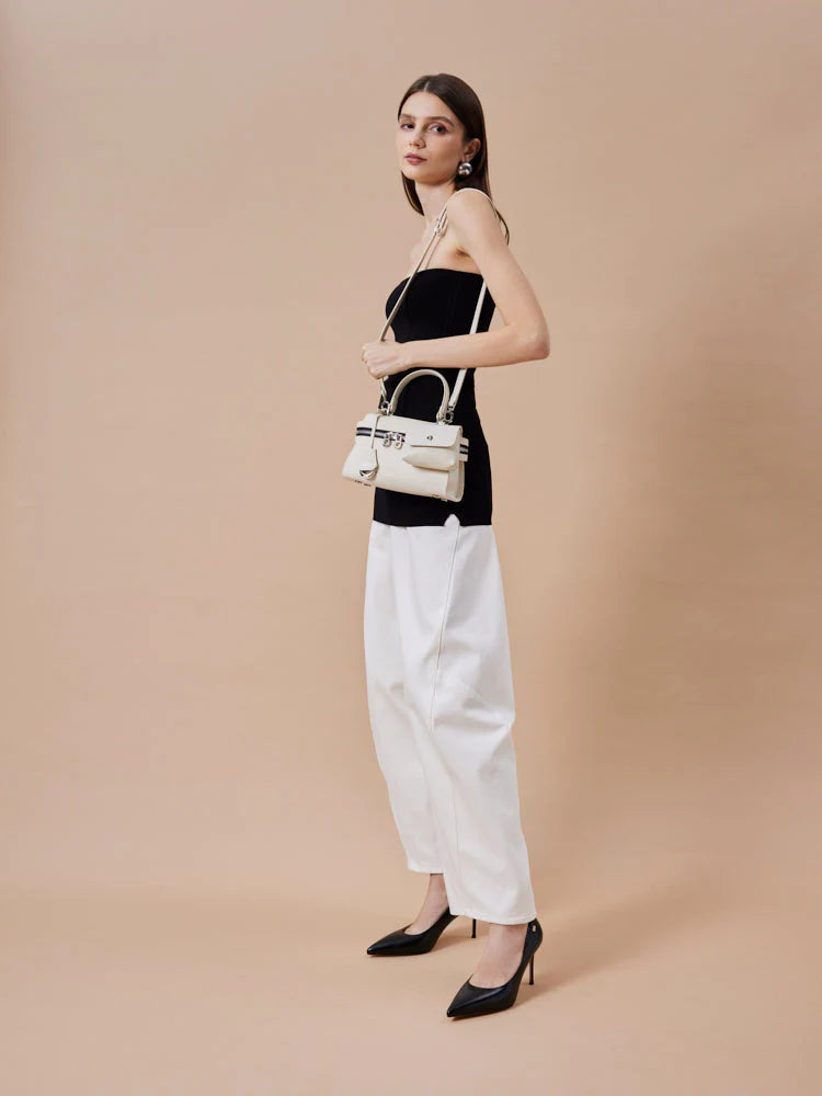 PAZZION, Elettra Compact Satchel, Beige