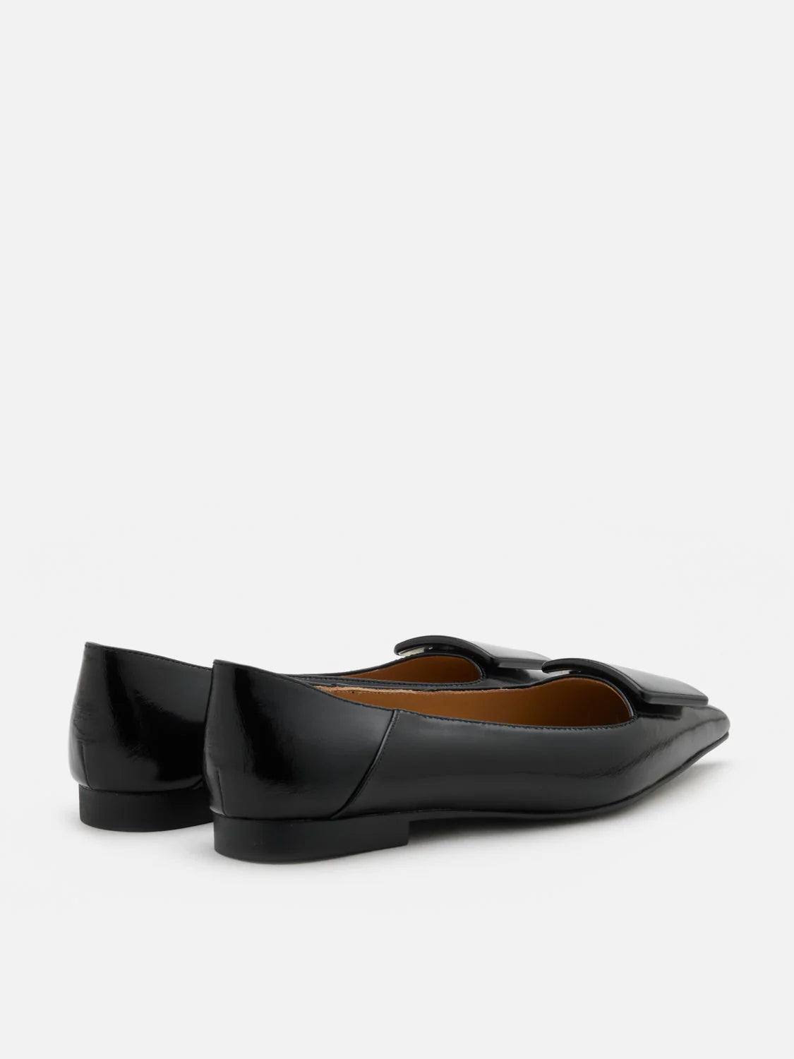 PAZZION, Elie Sculpted Buckle Pointed Toe Flats, Black